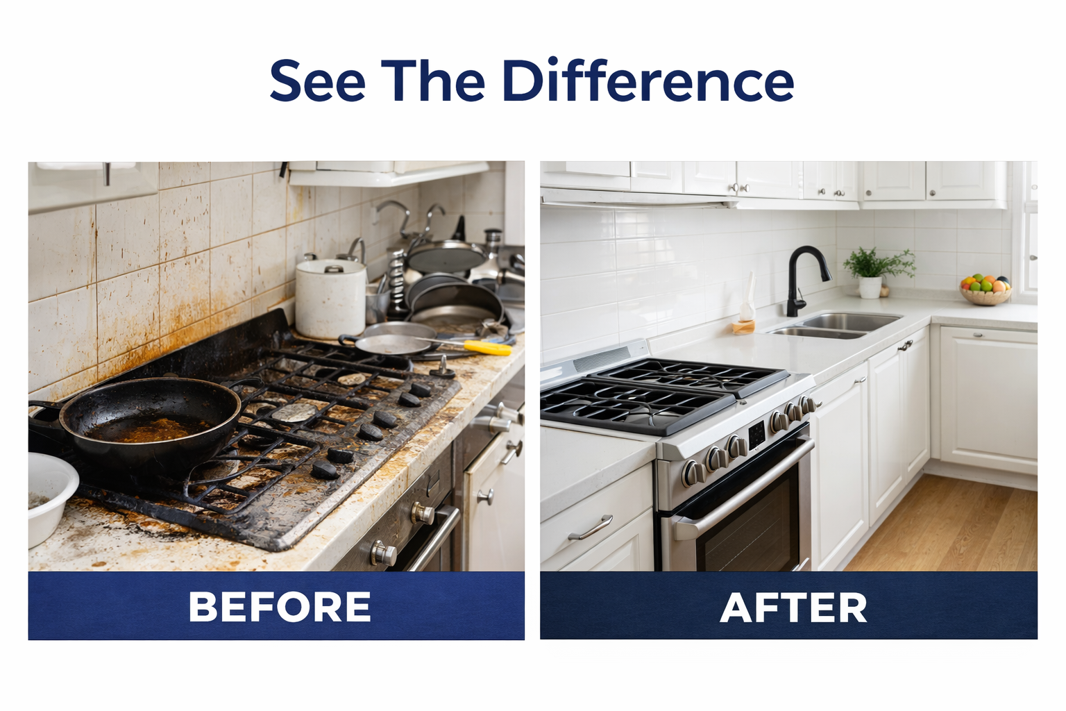 Before and After Kitchen Deep Cleaning